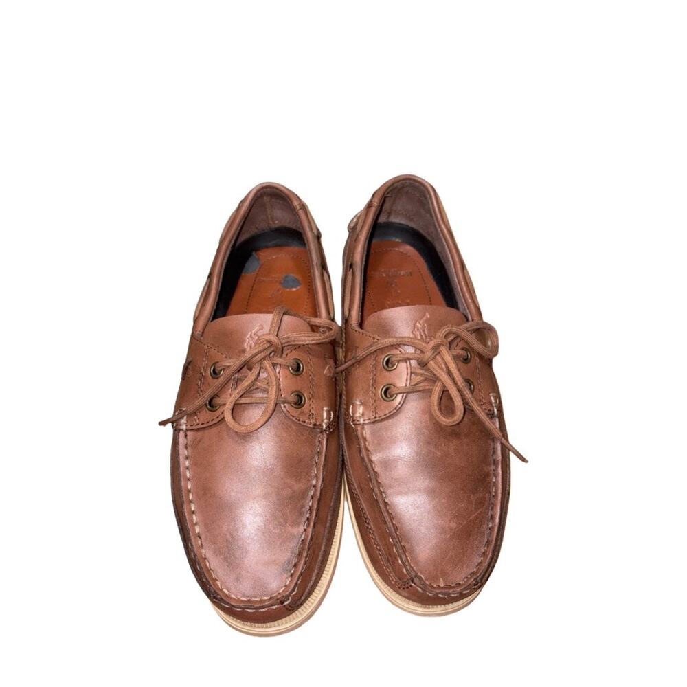 Polo Ralph Lauren BARX Brown Leather Boat Shoes Size: 9.5D Men's